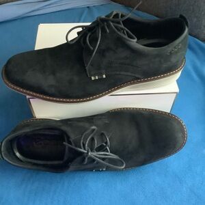 Ecco Men’s Oxfords, Black, Suede Leather Lace Up Low Wedge EUR 41 EUC